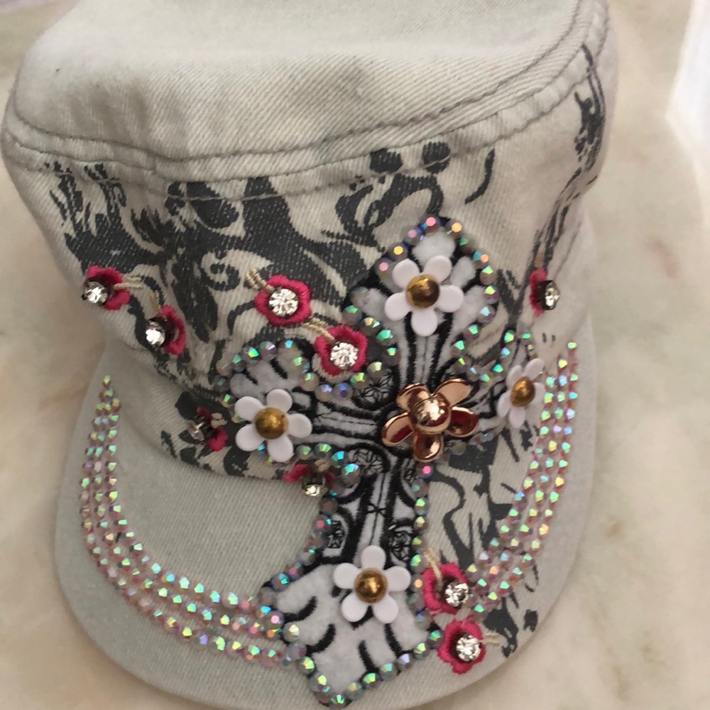 Crystal Floral design Cap by LakeShoreDrive